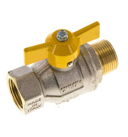 Male To Female R/Rp 3/4 inch Gas 2-Way Butterfly handle Brass Ball Valve