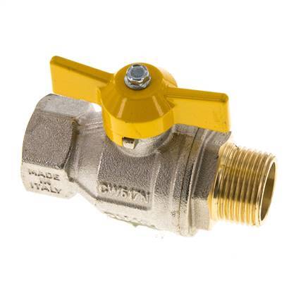 Messing-Kugelhahn mit Schmetterlingsgriff, 2-Wege, männlich/weiblich, R/Rp 3/4 Zoll