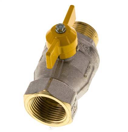 Messing-Kugelhahn mit Schmetterlingsgriff, 2-Wege, männlich/weiblich, R/Rp 1 Zoll