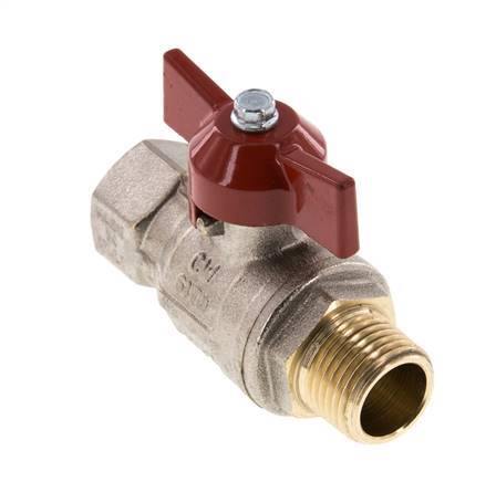 Männlich bis weiblich R/Rp 1/2 Zoll Schmetterling Griff 2-Wege-Messing-Kugelhahn