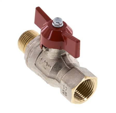 Männlich bis weiblich R/Rp 1/2 Zoll Schmetterling Griff 2-Wege-Messing-Kugelhahn