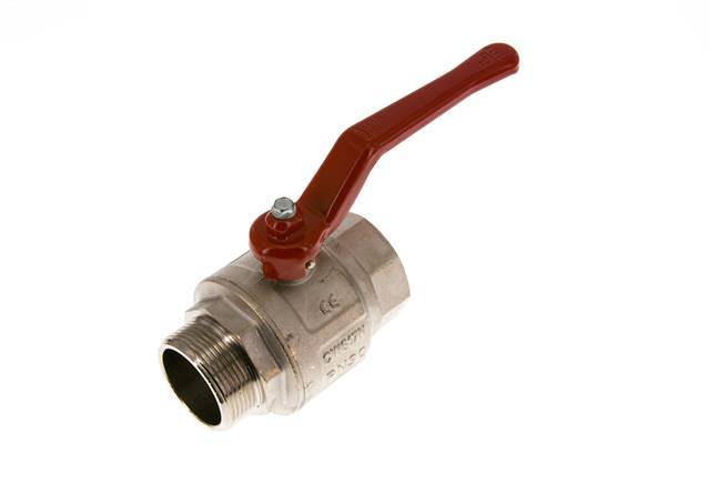 Außengewinde zu Innengewinde G/G 1-1/2 Zoll kurze Ausführung 2-Wege-Kugelhahn aus Messing