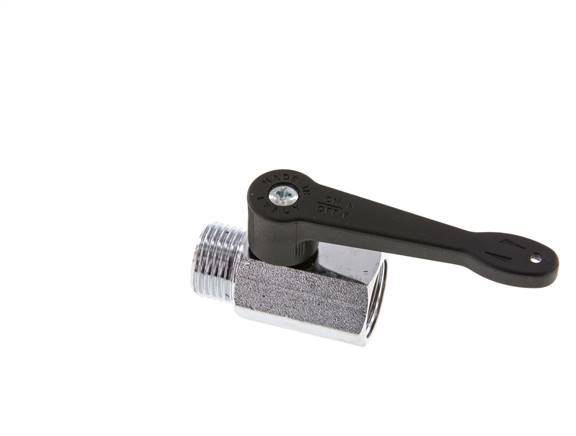 Männlich bis weiblich G 1/2 Zoll 2-Wege-Messing Mini-Kugelhahn langer Griff 15 Bar