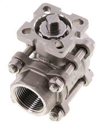 G1'' 2-Wege-Edelstahl-Kugelhahn 3-teilig mit vollem Durchgang ISO-Top - BL2SA3