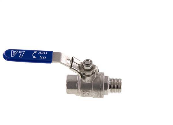 Außengewinde zu Innengewinde R/Rp 1/2 Zoll PN 63 2-Wege-Kugelhahn aus Edelstahl