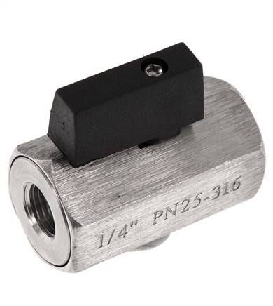 G 1/4 Zoll 2-Wege-Edelstahl-Mini-Kugelhahn 25 Bar