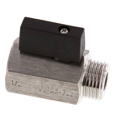 Männlich bis weiblich G 1/2 Zoll 2-Wege-Edelstahl Mini-Kugelhahn 25 Bar