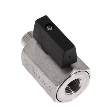 Mini-Kugelhahn G 1/4 Zoll 2-Wege-Edelstahl, männlich bis weiblich, 25 bar