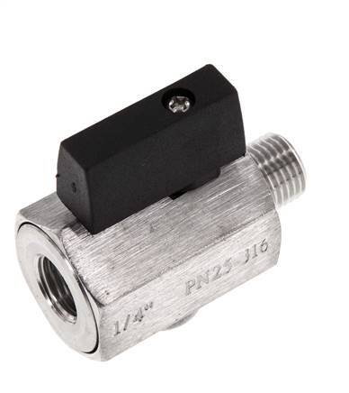 Mini-Kugelhahn G 1/4 Zoll 2-Wege-Edelstahl, männlich bis weiblich, 25 bar