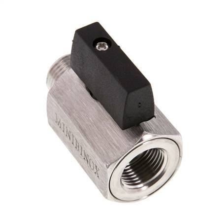 Mini-Kugelhahn G 3/8 Zoll 2-Wege-Edelstahl, männlich bis weiblich, 25 bar