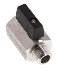 Mini-Kugelhahn G 3/8 Zoll 2-Wege-Edelstahl, männlich bis weiblich, 25 bar