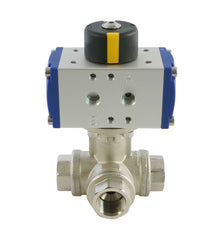 G3/8'' 3-Way L-port Brass Pneumatic Ball Valve Double Acting - BL3BA