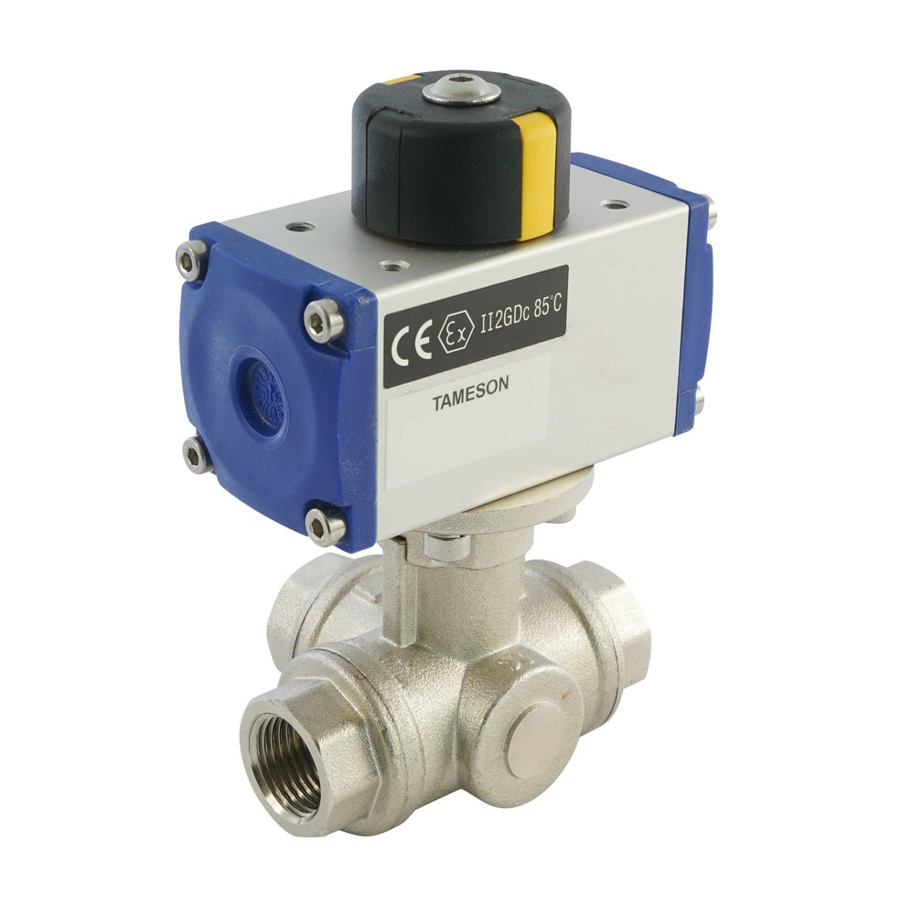 G3/8'' 3-Way L-port Brass Pneumatic Ball Valve Double Acting - BL3BA