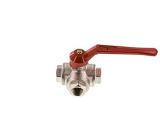 G1/2'' 3-Wege-Kugelhahn mit T-Anschluss Messing PTFE/NBR 50 bar - BL3BM