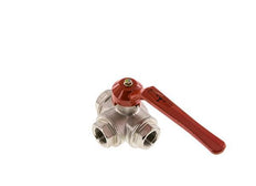 G1/2'' 3-Wege-Kugelhahn mit T-Anschluss Messing PTFE/NBR 50 bar - BL3BM