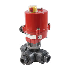 G 2 inch L-port 3-Way PVC Electric Ball Valve 12 V AC/DC PTFE/FKM