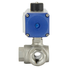 G1-1/4'' 3-Wege T-Anschluss Edelstahl Pneumatischer Kugelhahn Feder offen - BL3SA