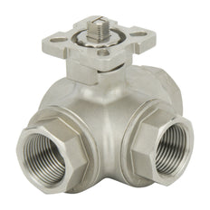 G3/4'' 3-Wege T-Anschluss Edelstahl Pneumatischer Kugelhahn Feder geschlossen - BL3SA