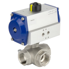 G2-1/2'' 3-Way L-port Stainless Steel Pneumatic Ball Valve Spring Closed - BL3SA