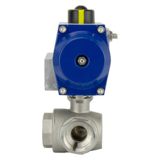 G4'' 3-Way T-port Stainless Steel Pneumatic Ball Valve Spring Open - BL3SA