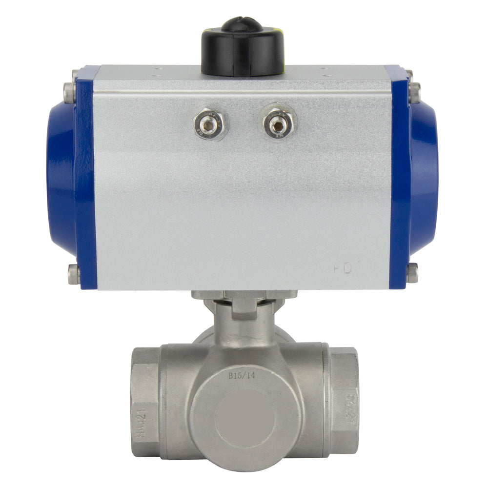 G3'' 3-Way T-port Stainless Steel Pneumatic Ball Valve Spring Open - BL3SA
