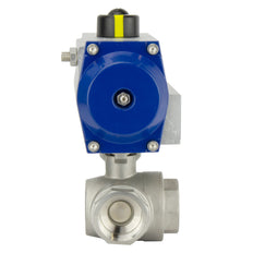 G2-1/2'' 3-Way L-port Stainless Steel Pneumatic Ball Valve Spring Open - BL3SA