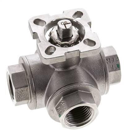 G1/2'' L-Anschluss 3-Wege-Edelstahl-Kugelhahn ISO-Top 63bar - BL3SA