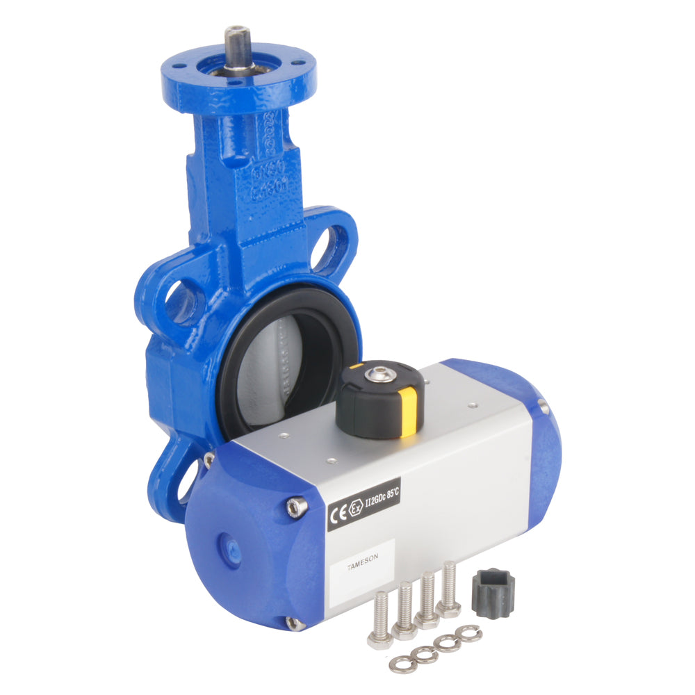 DN50 (2 inch) Wafer Pneumatic Butterfly Valve GGG40-Stainless Steel-EPDM Double Acting - BFLW
