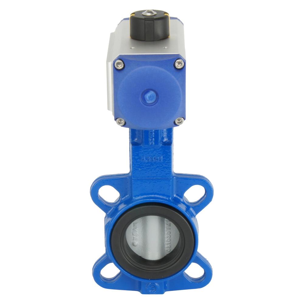 DN32 (1-1/4 inch) Wafer Pneumatic Butterfly Valve GGG40-Stainless Steel-NBR Double Acting - BFLW