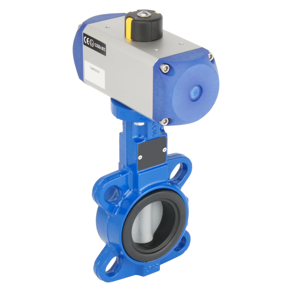 DN65 (2-1/2 inch) Wafer Pneumatic Butterfly Valve GGG40-Stainless Steel-NBR Double Acting - BFLW
