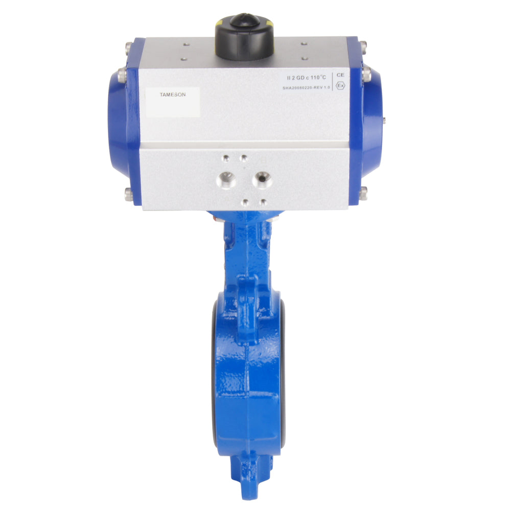 Pneumatische Absperrklappe mit Zwischenflansch DN65 (2-1/2 Zoll) GGG40-Edelstahl-EPDM Feder offen - BFLW