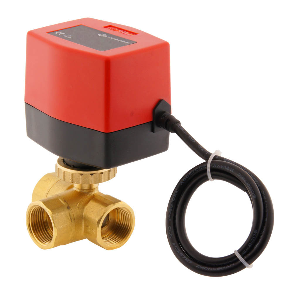 Elektrischer Kugelhahn BW3 3/4'' 3-Wege 12V DC 3-Punkt