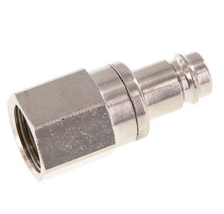 Messing vernickelt DN 10 Luftkupplungsstecker G 1/2 Zoll Innengewinde Doppelabsperrung