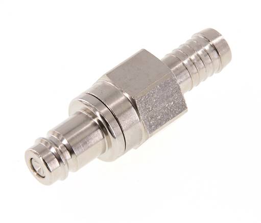 Messing vernickelt DN 10 Luftkupplungsstecker 10 mm Schlauchsäule Doppelabsperrung