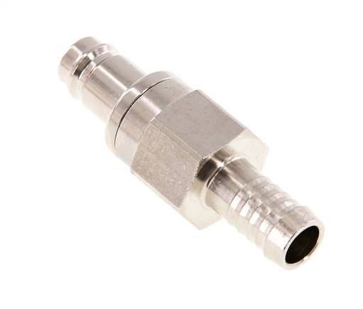 Messing vernickelt DN 10 Luftkupplungsstecker 10 mm Schlauchsäule Doppelabsperrung