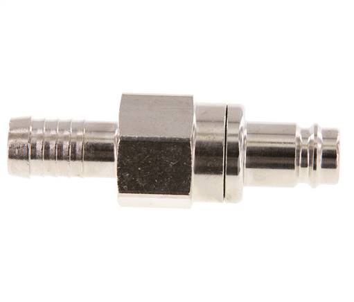 Messing vernickelt DN 10 Luftkupplungsstecker 13 mm Schlauchsäule Doppelabsperrung