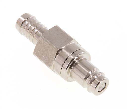 Messing vernickelt DN 10 Luftkupplungsstecker 13 mm Schlauchsäule Doppelabsperrung