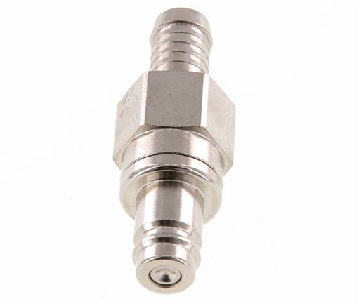 Messing vernickelt DN 10 Luftkupplungsstecker 10 mm Schlauchsäule Doppelabsperrung
