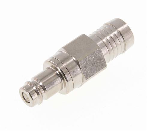 Messing vernickelt DN 10 Luftkupplungsstecker 19 mm Schlauchsäule Doppelabsperrung