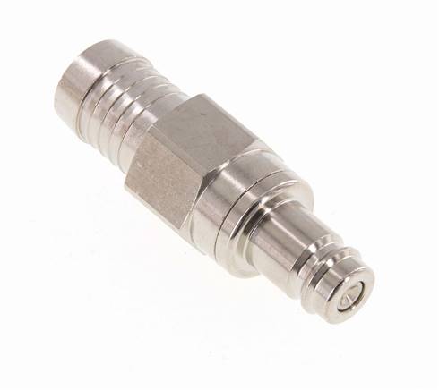 Messing vernickelt DN 10 Luftkupplungsstecker 19 mm Schlauchsäule Doppelabsperrung