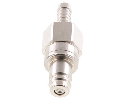 Messing vernickelt DN 10 Luftkupplungsstecker 9 mm Schlauchsäule Doppelabsperrung