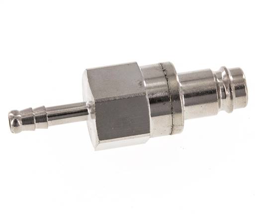 Messing vernickelt DN 10 Luftkupplungsstecker 6 mm Schlauchsäule Doppelabsperrung
