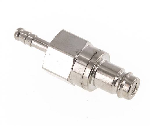 Messing vernickelt DN 10 Luftkupplungsstecker 6 mm Schlauchsäule Doppelabsperrung