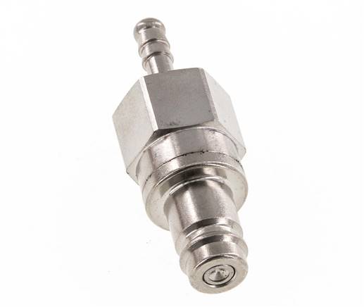 Messing vernickelt DN 10 Luftkupplungsstecker 6 mm Schlauchsäule Doppelabsperrung