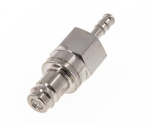 Messing vernickelt DN 10 Luftkupplungsstecker 6 mm Schlauchsäule Doppelabsperrung