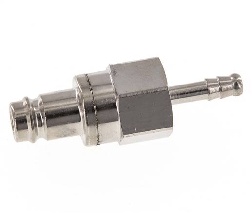 Messing vernickelt DN 10 Luftkupplungsstecker 6 mm Schlauchsäule Doppelabsperrung