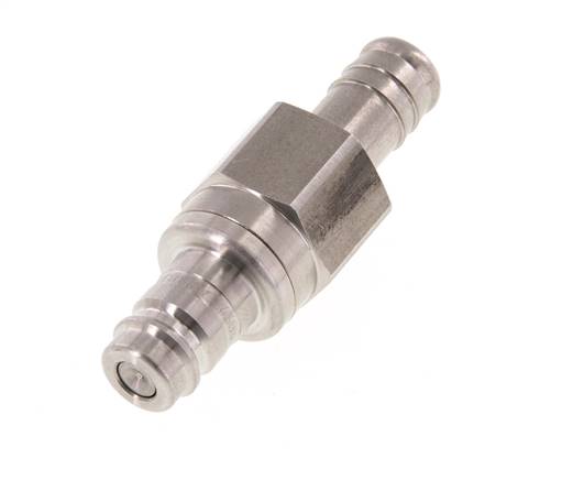 Edelstahl DN 10 Luftkupplungsstecker 13 mm Schlauchsäule Doppelabsperrung