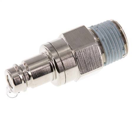 Messing vernickelt DN 10 Luftkupplungsstecker R 1/2 Zoll männlich Doppelabsperrung