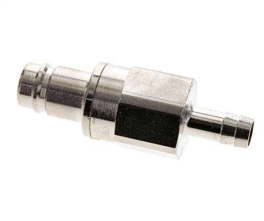 Nickel-plated Brass DN 15 Air Coupling Plug 13 mm Hose Pillar Double Shut-Off