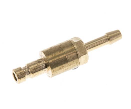 Brass DN 2.7 (Micro) Air Coupling Plug 3 mm Hose Pillar Double Shut-Off